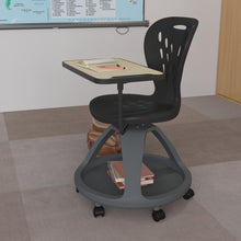Load image into Gallery viewer, Black Mobile Desk Chair with 360 Degree Tablet Rotation
