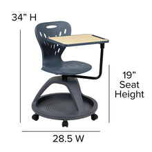 Load image into Gallery viewer, Dark Gray Mobile Desk Chair with 360 Degree Tablet Rotation
