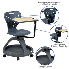 Load image into Gallery viewer, Dark Gray Mobile Desk Chair with 360 Degree Tablet Rotation
