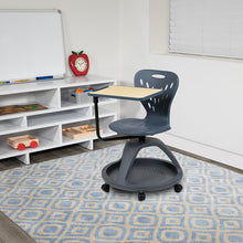 Load image into Gallery viewer, Dark Gray Mobile Desk Chair with 360 Degree Tablet Rotation
