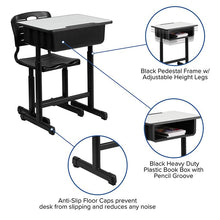 Load image into Gallery viewer, Adjustable Height Student Desk and Chair with Black Pedestal Frame
