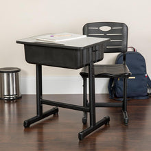 Load image into Gallery viewer, Adjustable Height Student Desk and Chair with Black Pedestal Frame
