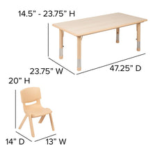 Load image into Gallery viewer, 23.625"W x 47.25"L Natural Plastic Height Activity Table Set with 4 Chairs
