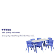 Load image into Gallery viewer, 23.625''W x 47.25''L Blue Plastic Height Activity Table Set with 6 Chairs
