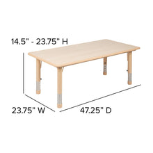 Load image into Gallery viewer, 23.625"W x 47.25"L Rectangular Natural Plastic Height Adjustable Activity Table
