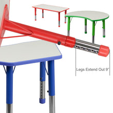 Load image into Gallery viewer, 21.875&#39;&#39;W x 26.625&#39;&#39;L Blue Plastic Height Activity Table with Grey Top
