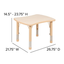 Load image into Gallery viewer, 21.875"W x 26.625"L Rectangular Natural Plastic Height Adjustable Activity Table
