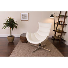 Load image into Gallery viewer, Creamy White LeatherSoft Swivel Cocoon Chair
