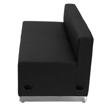 Load image into Gallery viewer, Alon Black LeatherSoft Loveseat with Brushed Stainless Steel Base
