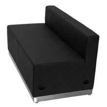 Load image into Gallery viewer, Alon Black LeatherSoft Loveseat with Brushed Stainless Steel Base
