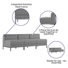 Load image into Gallery viewer, Imagination 3 Piece Gray LeatherSoft Waiting Room Lounge Set - Reception Bench
