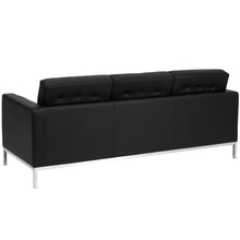 Load image into Gallery viewer, Lacey Contemporary Black LeatherSoft Sofa with Stainless Steel Frame
