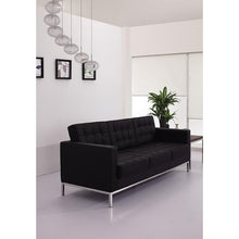 Load image into Gallery viewer, Lacey Contemporary Black LeatherSoft Sofa with Stainless Steel Frame
