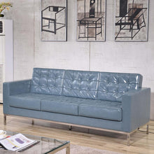 Load image into Gallery viewer, Lacey Contemporary Gray LeatherSoft Sofa with Stainless Steel Frame
