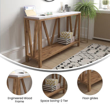 Load image into Gallery viewer, Farmhouse 2-Tier Console Table - Warm Oak Finish Engineered Wood Frame
