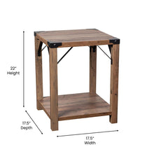 Load image into Gallery viewer, Farmhouse Wooden 2 Tier End Table with Black Metal Corner Accents, Oak
