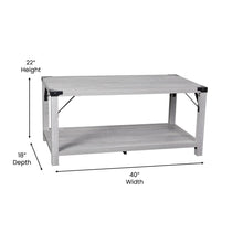 Load image into Gallery viewer, Farmhouse Wooden 2 Tier Coffee Table with Black Metal Corner Accents, Aspen Gray
