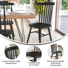 Load image into Gallery viewer, Set of 2 Windsor Dining Chairs, Solid Wood Armless in Black
