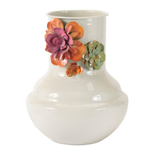Load image into Gallery viewer, Floral Embossed Metal Vase 8.5"H
