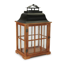 Load image into Gallery viewer, Rustic Wood and Iron Framed Glass Lantern (Set of 2)
