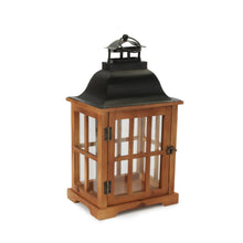 Load image into Gallery viewer, Rustic Wood and Iron Framed Glass Lantern (Set of 2)
