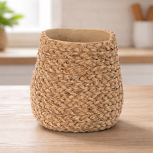 Load image into Gallery viewer, Braided Weave Cement Vase 7"D
