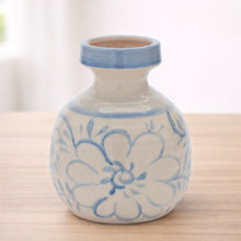 Load image into Gallery viewer, Floral Stoneware Vase 7"H
