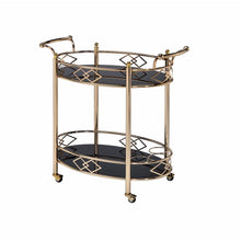 Load image into Gallery viewer, Ottesen Serving Cart, Gold &amp; Black Glass
