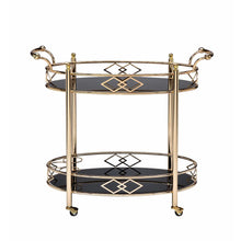 Load image into Gallery viewer, Ottesen Serving Cart, Gold &amp; Black Glass
