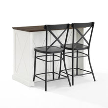 Load image into Gallery viewer, Clifton Kitchen Island W/Camille Stools Distressed White/Black - Kitchen Island &amp; 2 Stools
