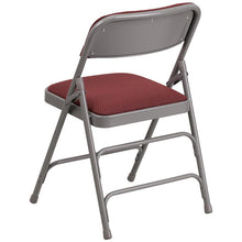Load image into Gallery viewer, 2 Pack Triple Braced &amp; Double Hinged Burgundy Fabric Metal Folding Chair
