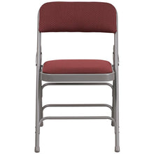 Load image into Gallery viewer, 2 Pack Triple Braced &amp; Double Hinged Burgundy Fabric Metal Folding Chair
