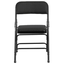 Load image into Gallery viewer, 2 Pack Triple Braced &amp; Double Hinged Black Patterned Fabric Metal Folding Chair

