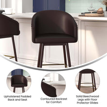 Load image into Gallery viewer, 26" Mid-Back Counter Stool,Brown LeatherSoft/Bronze Accents - Set of 2
