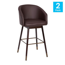 Load image into Gallery viewer, 30" Mid-Back Barstoo, Brown LeatherSoft/Bronze Accents-Set of 2
