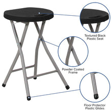 Load image into Gallery viewer, 2 Pack Foldable Stool with Black Plastic Seat and Titanium Gray Frame
