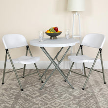 Load image into Gallery viewer, HERCULES Series White Plastic Folding Chairs | Set of 2 Lightweight Folding Chairs with Gray Frame
