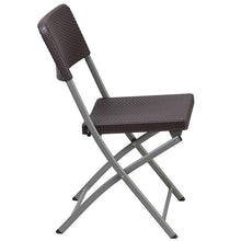 Load image into Gallery viewer, 2 Pack HERCULES Series Brown Rattan Plastic Folding Chair with Gray Frame
