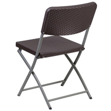Load image into Gallery viewer, 2 Pack HERCULES Series Brown Rattan Plastic Folding Chair with Gray Frame
