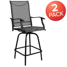 Load image into Gallery viewer, Patio Bar Height Stools Set of 2, All-Weather Textilene Swivel Patio Stools and Deck Chairs with High Back &amp; Armrests in Gray
