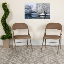 Load image into Gallery viewer, 2 Pack HERCULES Series Double Braced Beige Vinyl Folding Chair
