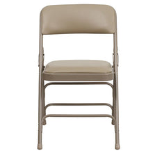 Load image into Gallery viewer, 2 Pack HERCULES Series Curved Triple Braced &amp; Double Hinged Beige Vinyl Metal Folding Chair
