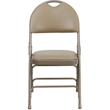 Load image into Gallery viewer, 2 Pack HERCULES Series Ultra-Premium Triple Braced Beige Vinyl Metal Folding Chair with Easy-Carry Handle

