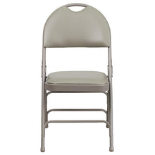 Load image into Gallery viewer, 2 Pack HERCULES Series Ultra-Premium Triple Braced Gray Vinyl Metal Folding Chair with Easy-Carry Handle
