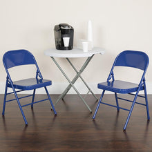 Load image into Gallery viewer, 2 Pack HERCULES COLORBURST Series Cobalt Blue Triple Braced &amp; Double Hinged Metal Folding Chair
