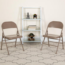 Load image into Gallery viewer, 2 Pack HERCULES Series Triple Braced &amp; Double Hinged Beige Metal Folding Chair
