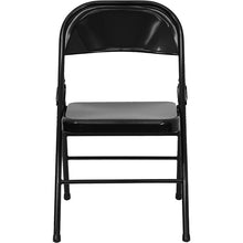 Load image into Gallery viewer, 2 Pack HERCULES Series Triple Braced &amp; Double Hinged Black Metal Folding Chair

