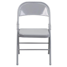 Load image into Gallery viewer, 2 Pack HERCULES Series Triple Braced &amp; Double Hinged Gray Metal Folding Chair
