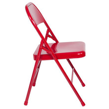 Load image into Gallery viewer, 2 Pack HERCULES Series Triple Braced &amp; Double Hinged Red Metal Folding Chair
