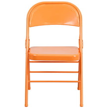 Load image into Gallery viewer, 2 Pack HERCULES COLORBURST Series Orange Marmalade Triple Braced &amp; Double Hinged Metal Folding Chair
